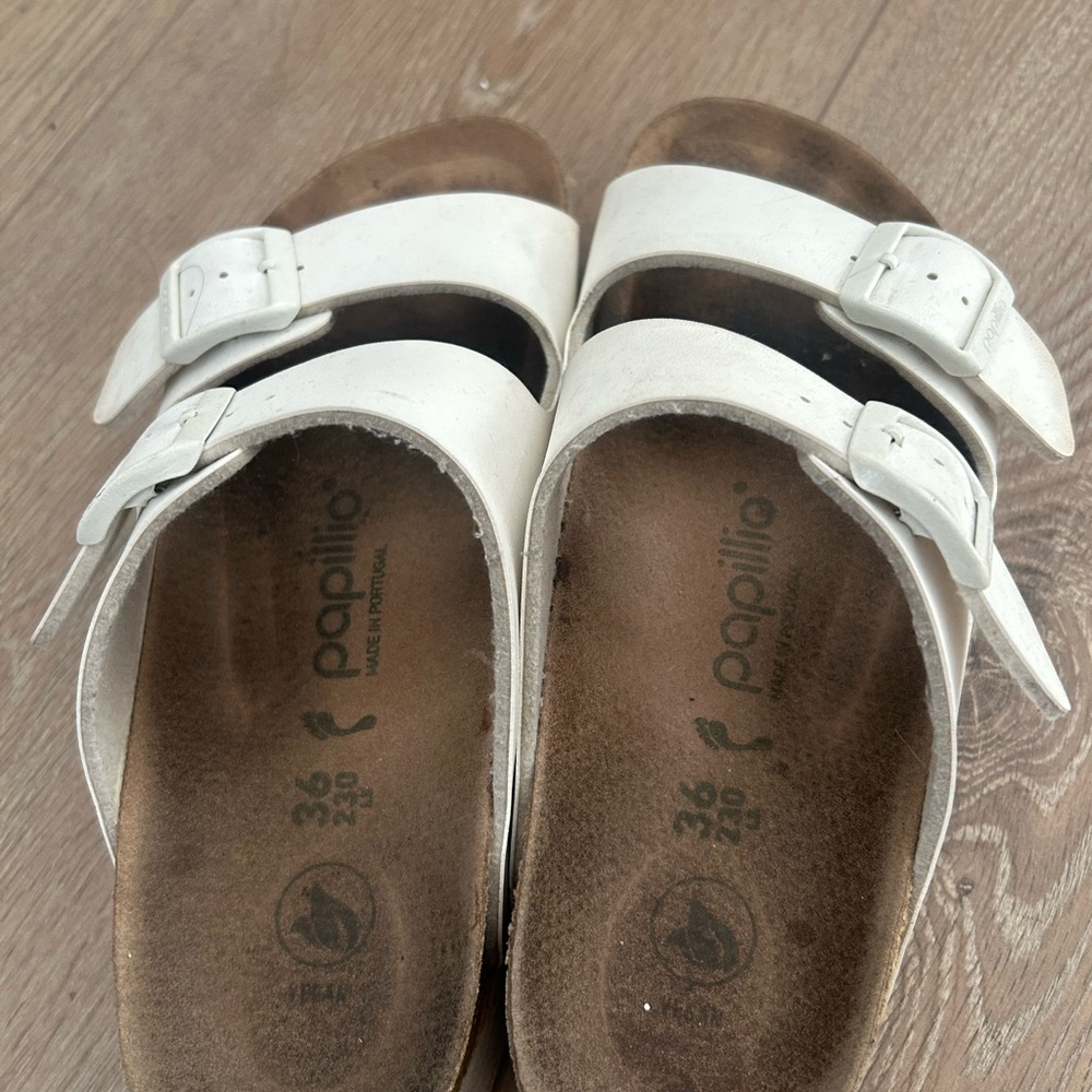 Papillio by Birkenstock white platform Double Strap Sandals size 36 or 5 - Picture 7 of 8